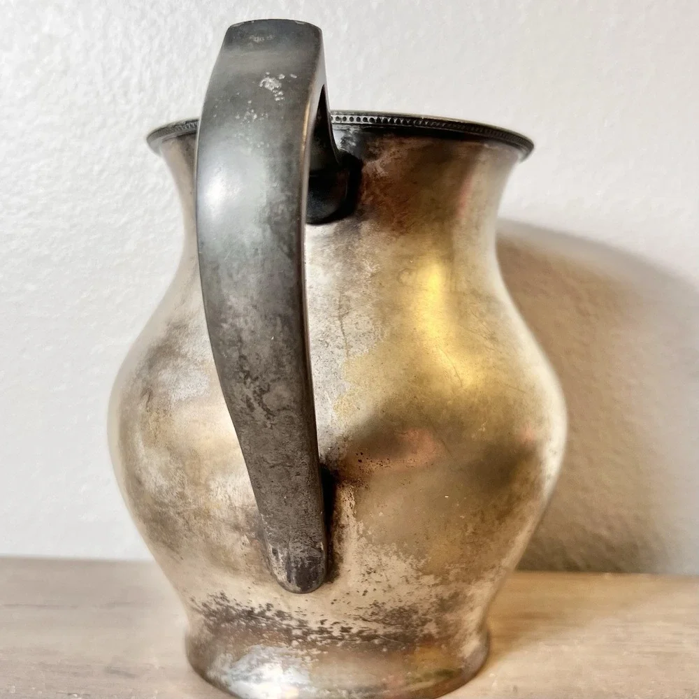 Antique EPNS Silverplate Pitcher Poole Silver Co Monogram S #9216 Natural Patina